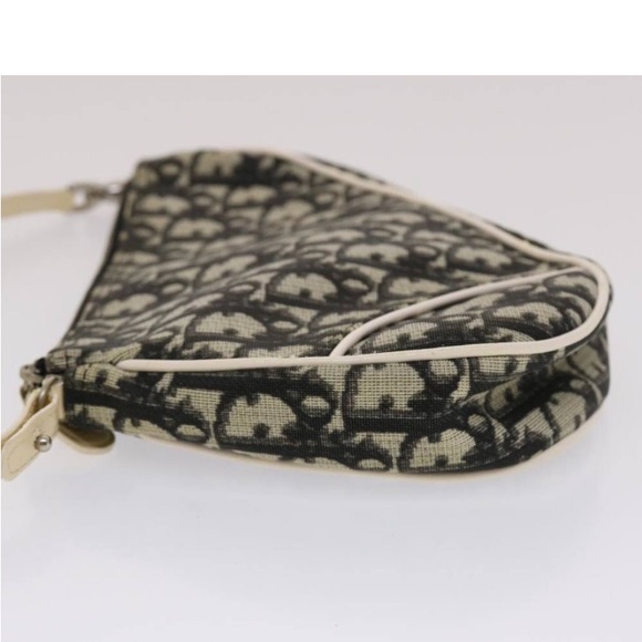 CHRISTIAN DIOR TROTTER Canvas Saddle Pouch Black/ White PREOWNED - Picture 4 of 16